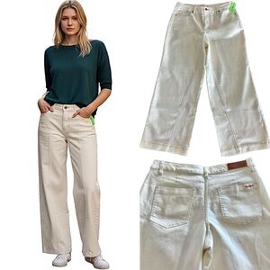 Peace Love World Natural Wide Leg Jeans Size 14 New with Tags Winter White